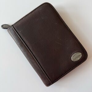 Fossil Brown Leather Wallet Multi Cardholder Phone BlackBerry Bifold Zip Around